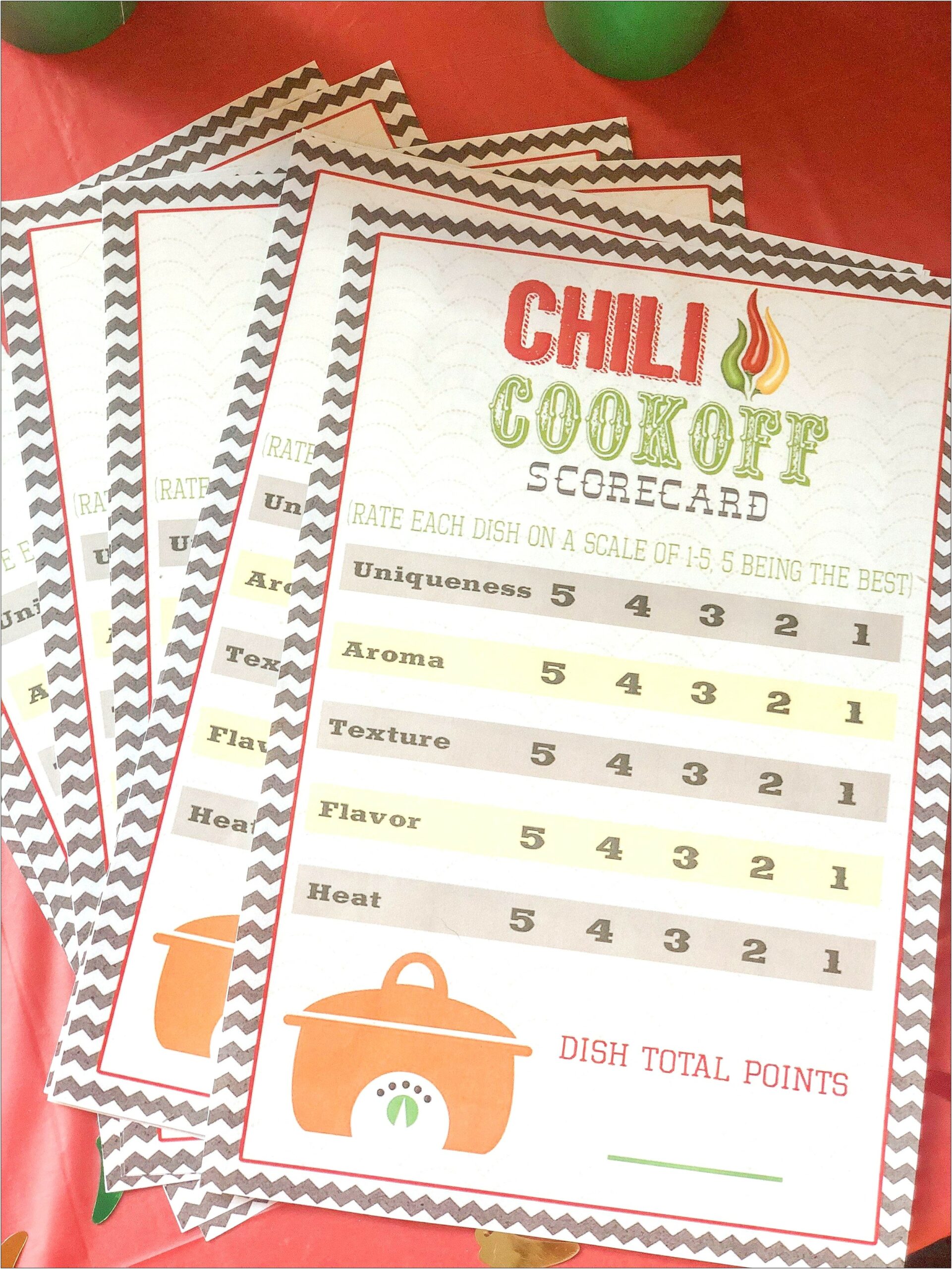 Chili Cook Off Scorecard Template Ms Word
