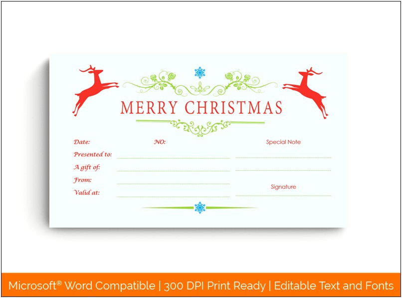 Christmas Gift Certificate Template Microsoft Word