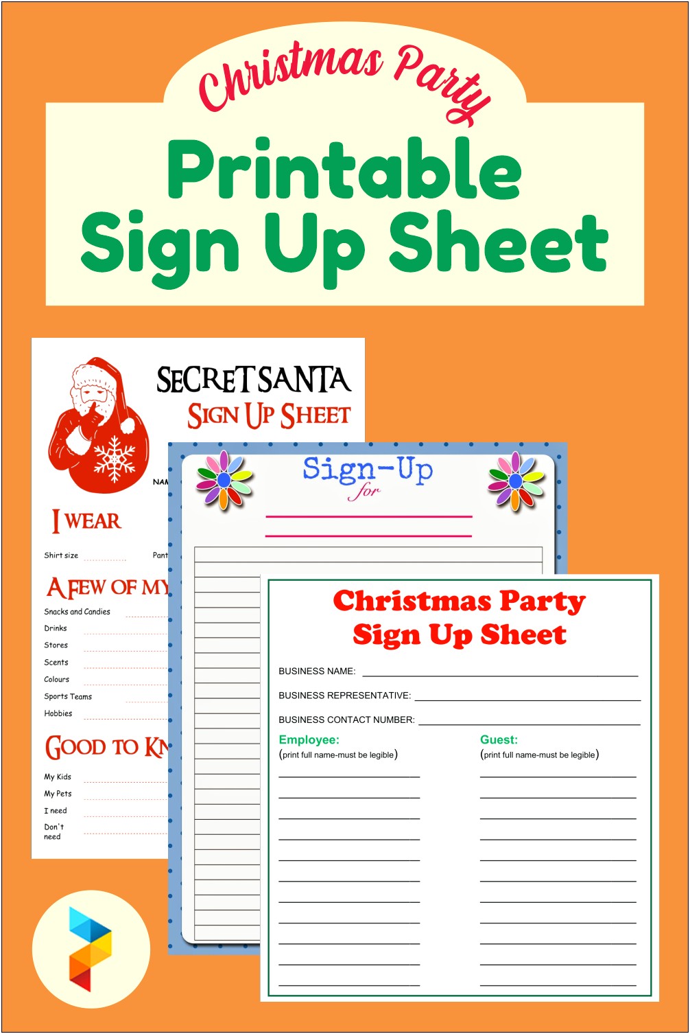 Christmas Potluck Signup Sheet Word Template