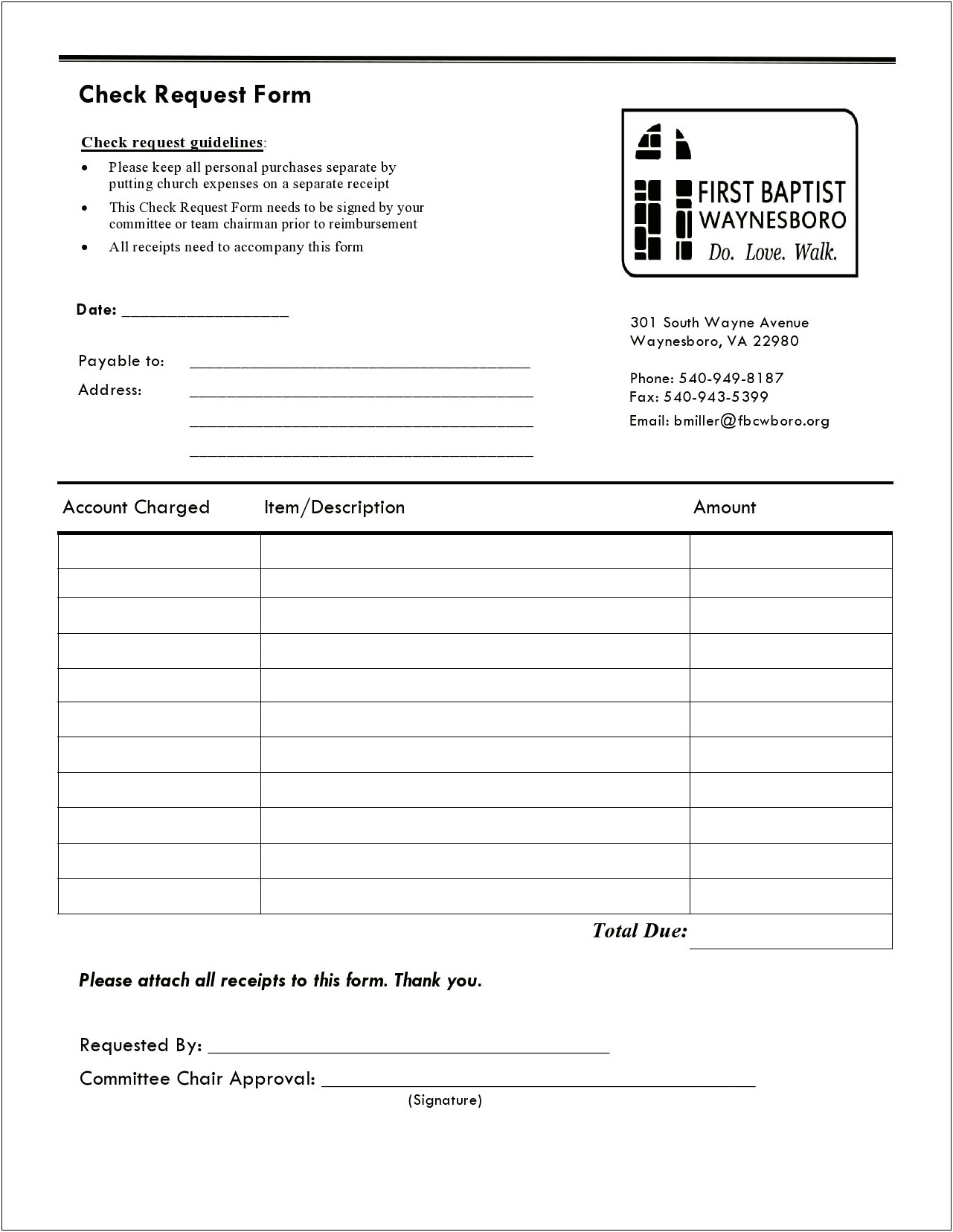 Church Travel Request Form Template Word