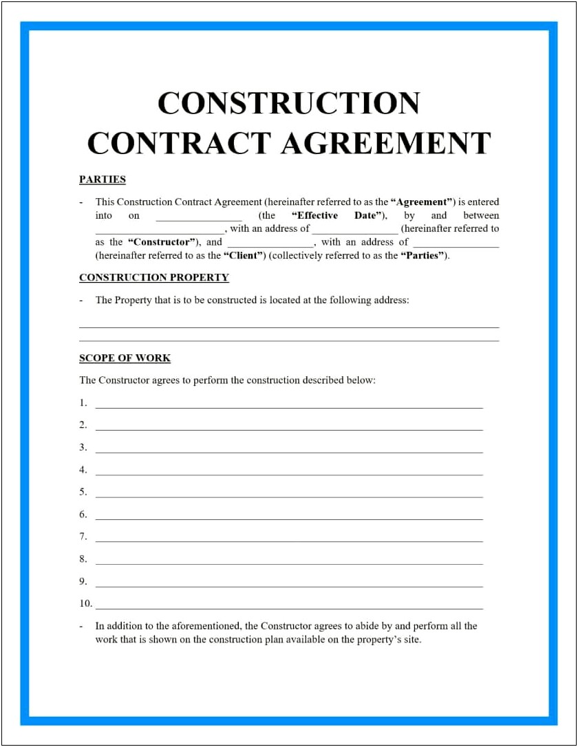 Commercial Construction Change Order Template In Word