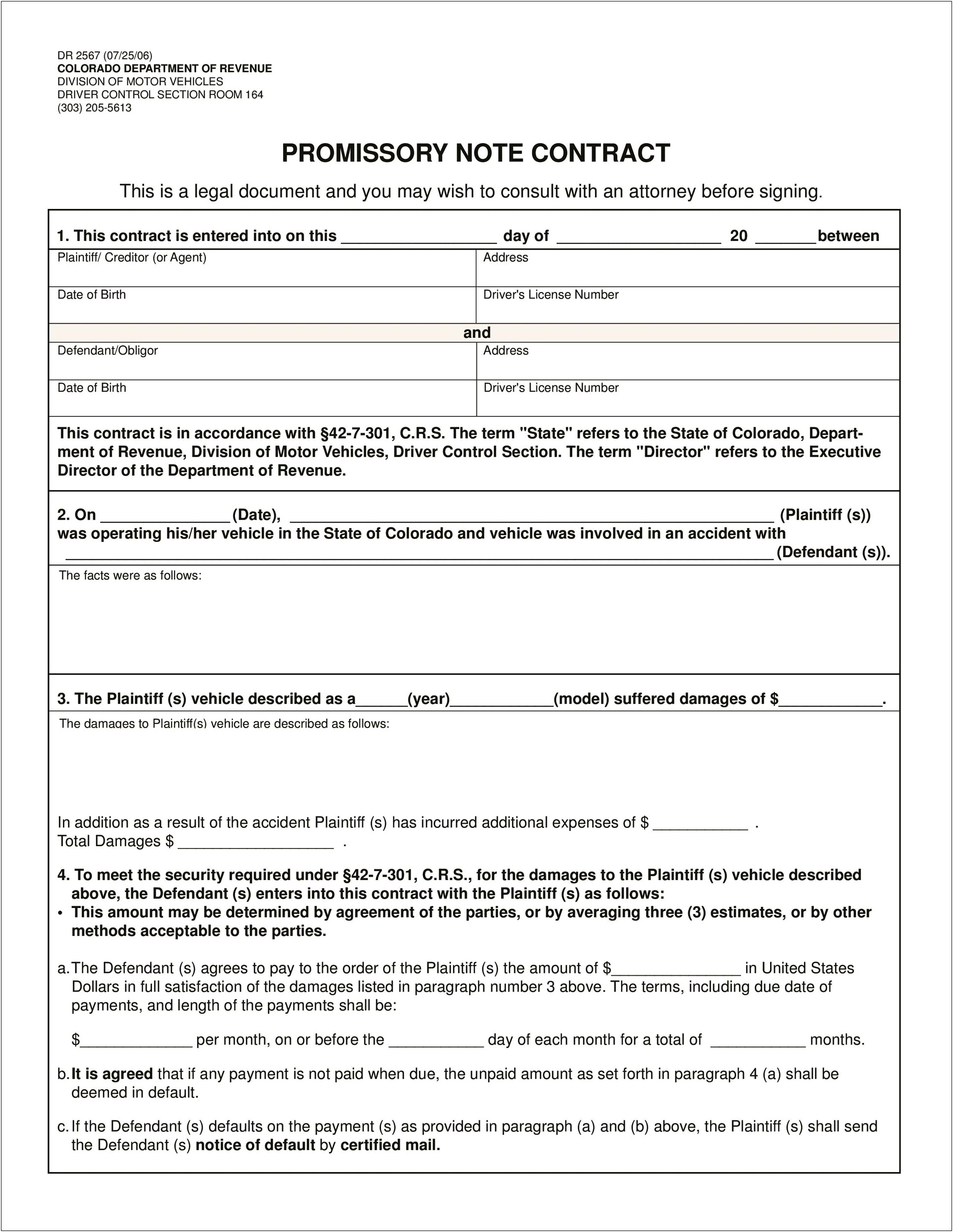 Comprehensive Promissory Note Template Word Doc