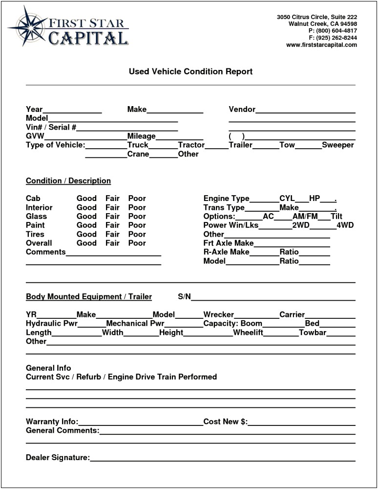 Condition Report With Images Template Word