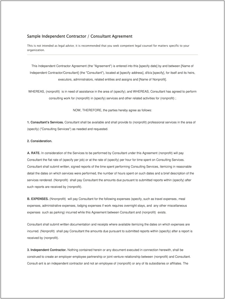 Consultant Services Master Agreement Word Template