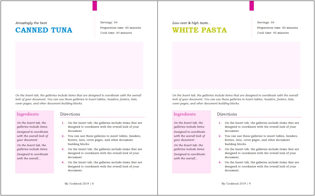 Cookbook Template For Microsoft Word 2016