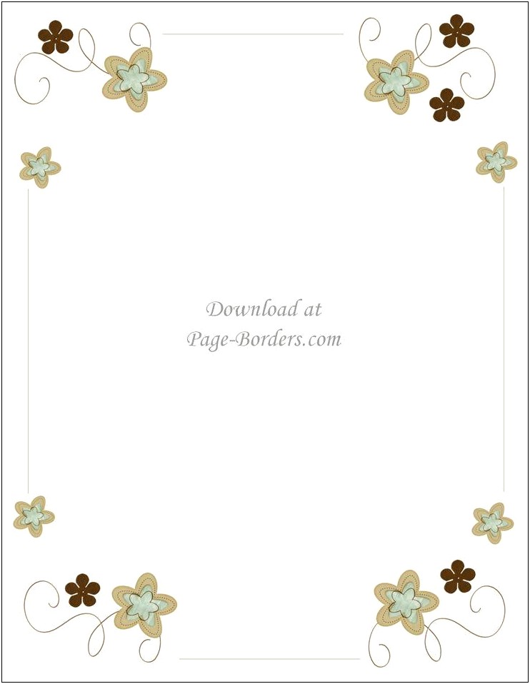 Coral And Teal Floral Border Word Templates