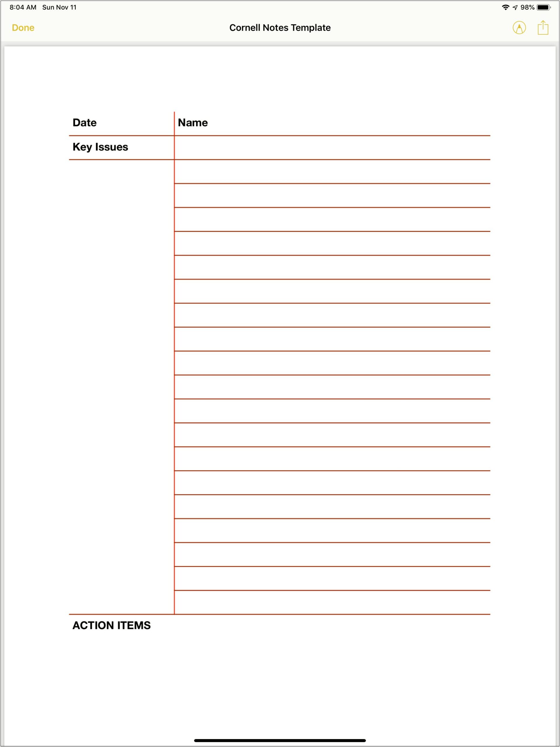 Cornell Note Taking Template Word Mac