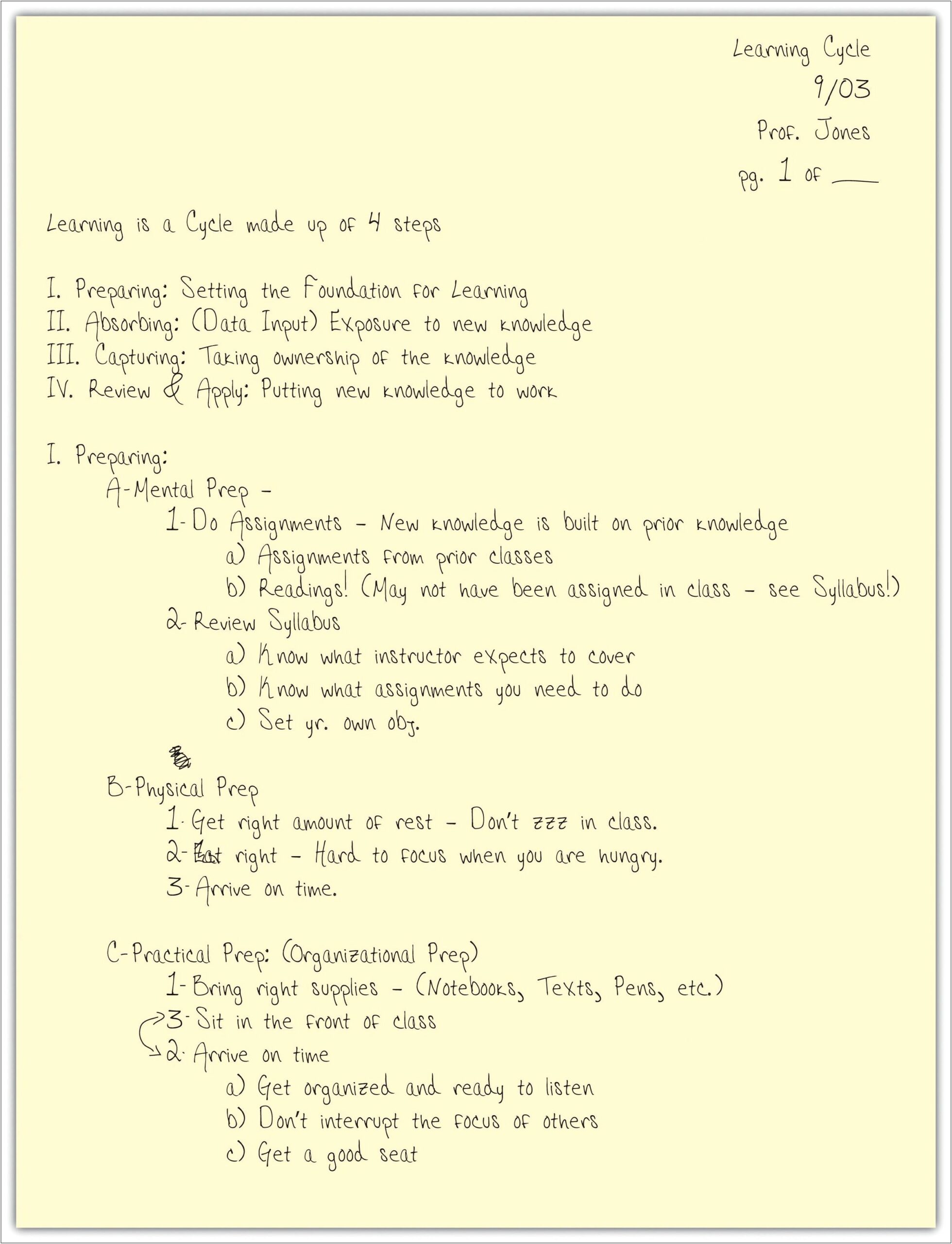 Cornell Notes Template For Word 2016
