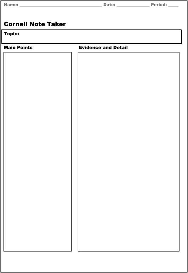 Cornell Notes Template Microsoft Word 2010