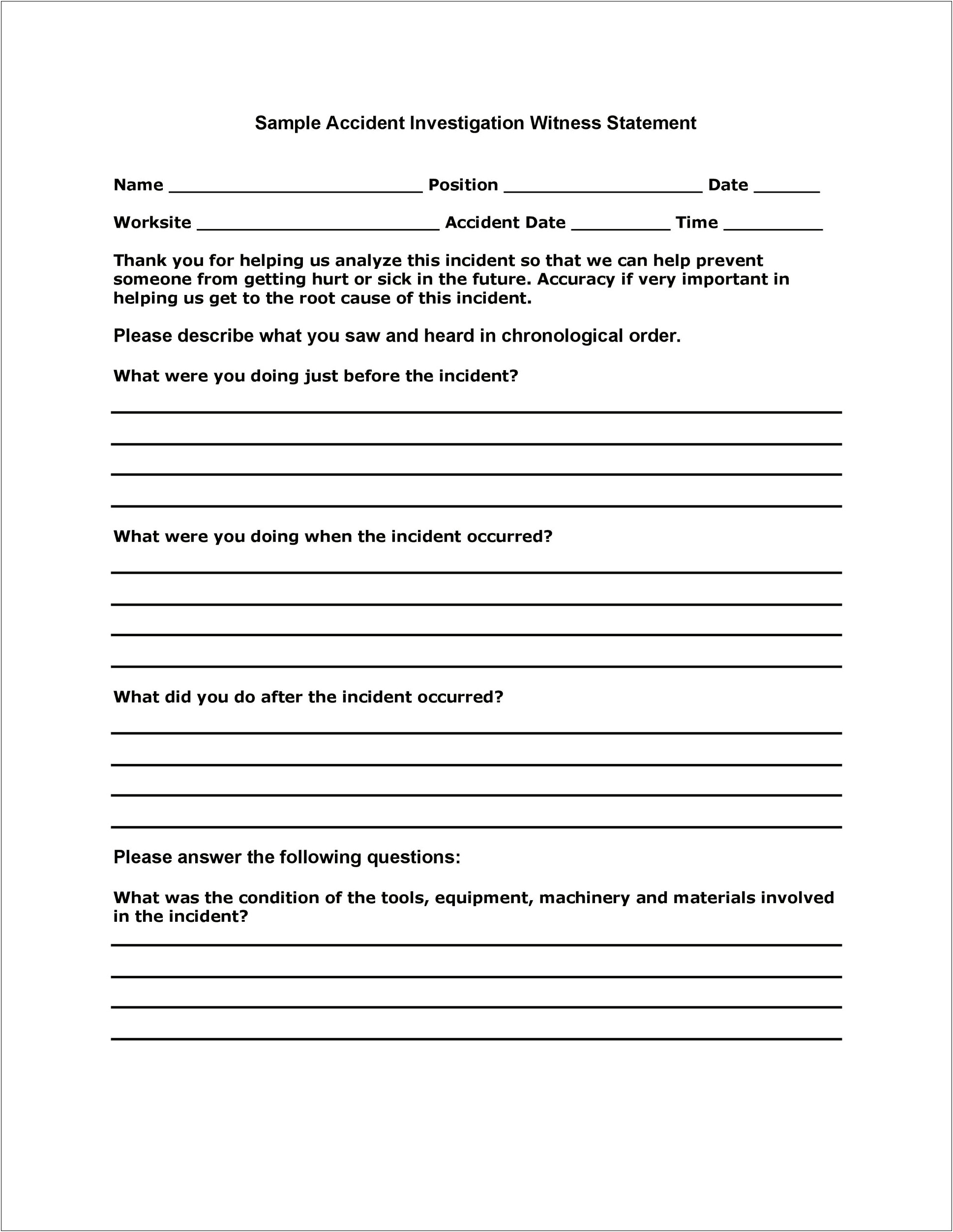 County Court Witness Statement Template Word