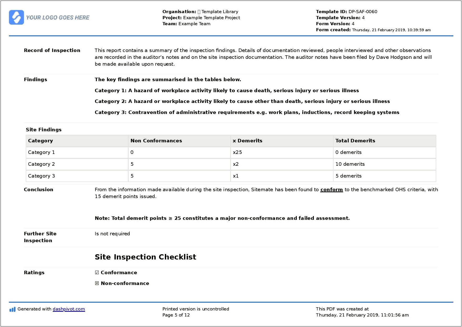 Create A Inspection Report Template In Word Document