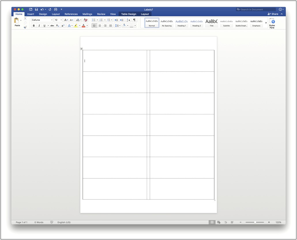 Create A Label Template In Word 2016