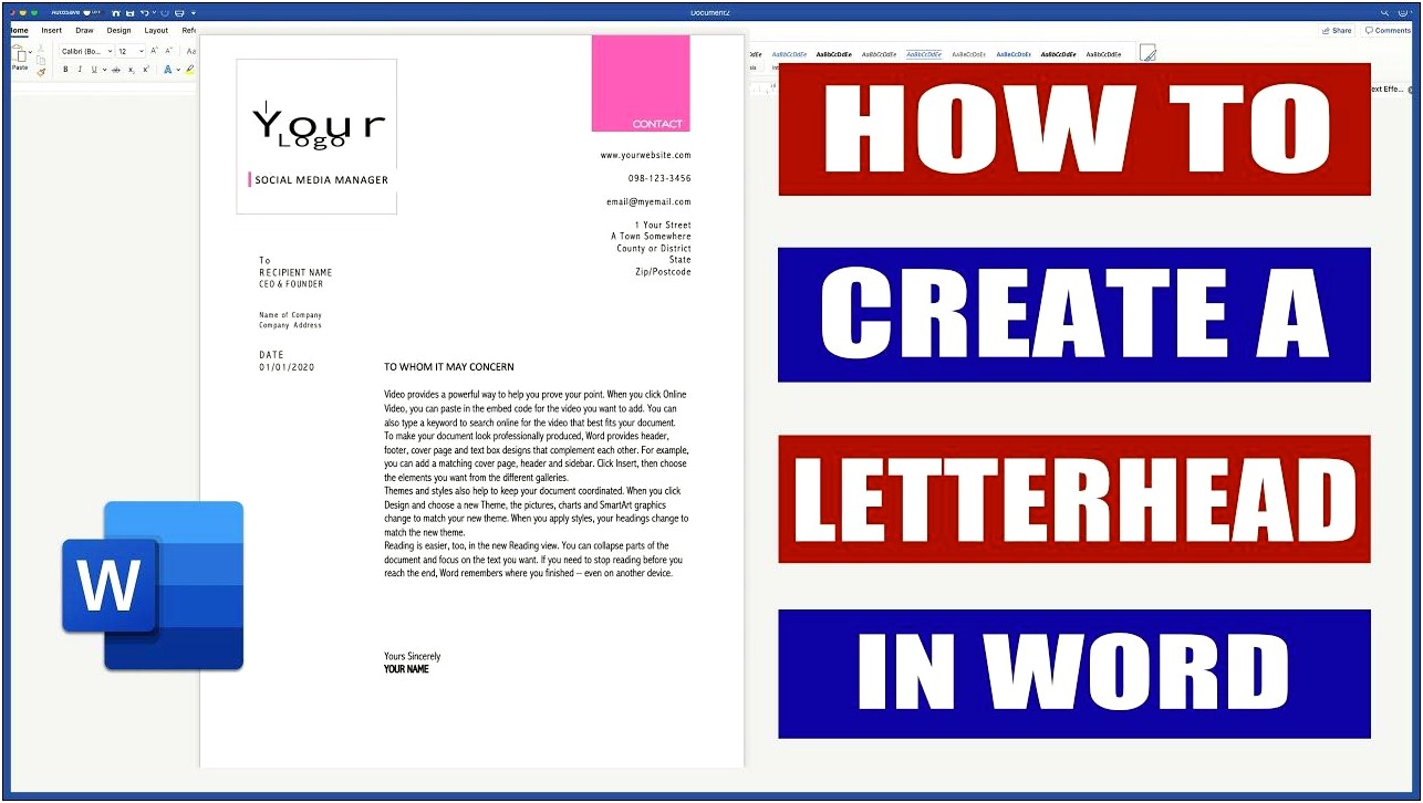 Create A Word Template For Digital Letterhead