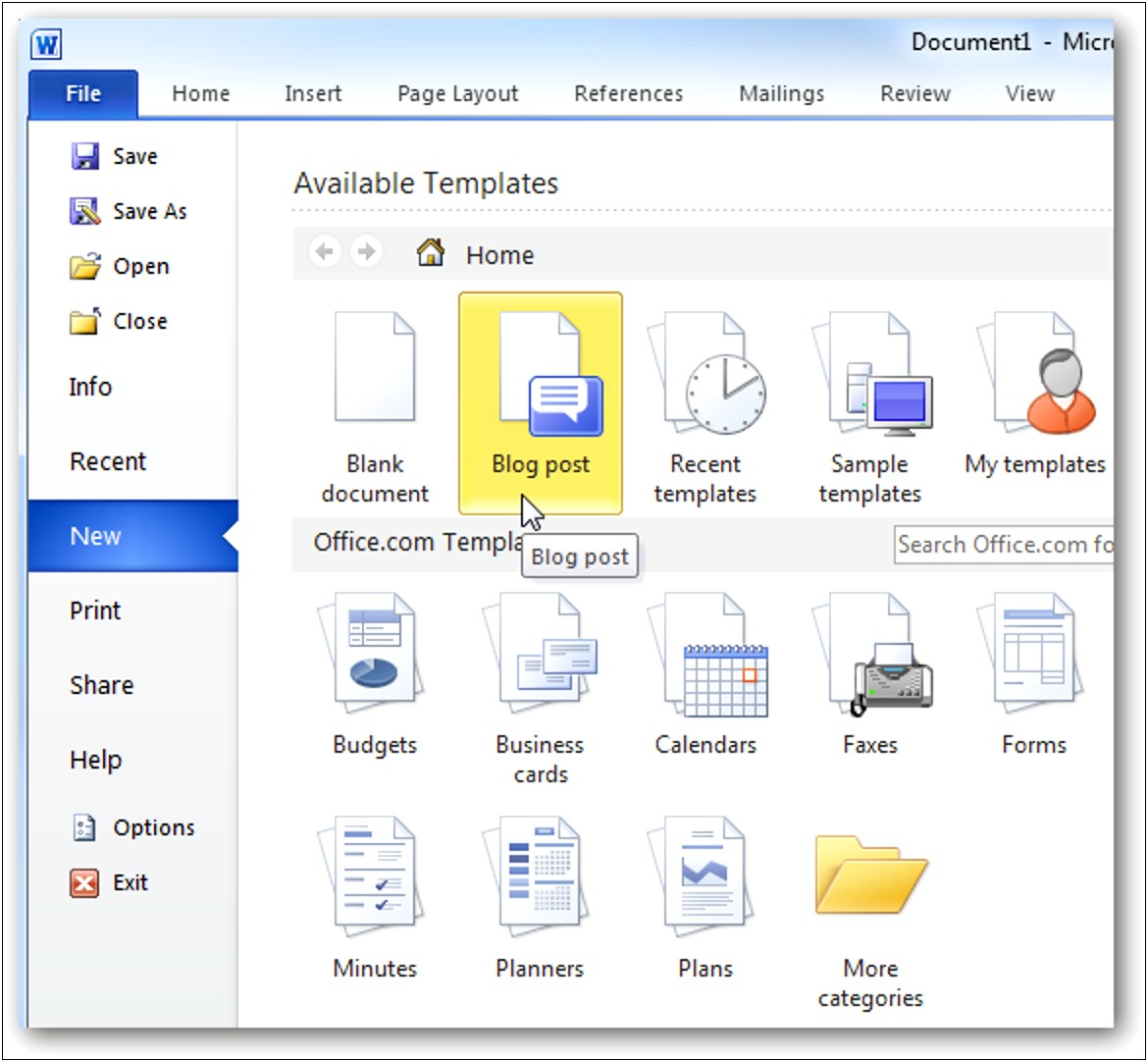 Create New Template In Word 2010