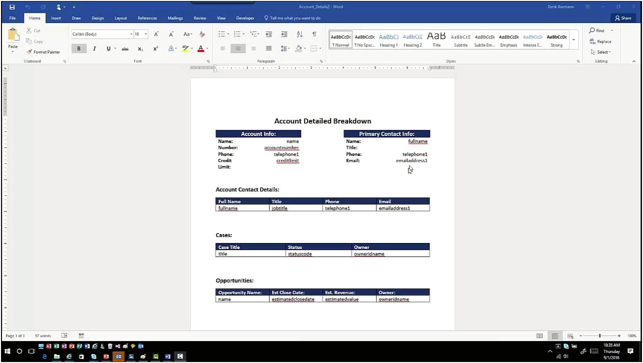Creating A Ms Dynamics Crm Word Template