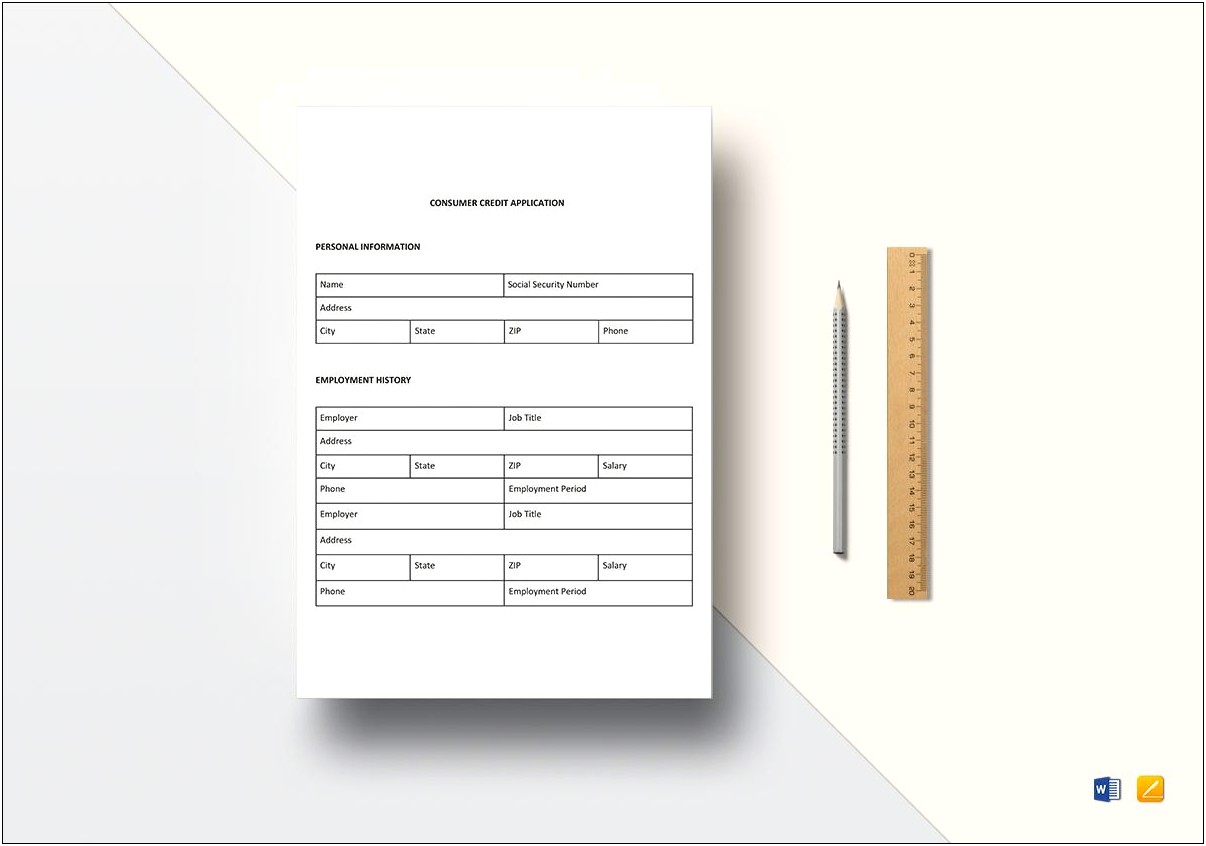 Credit Application For Business Word Template