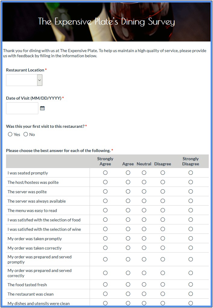 Customer Satisfaction Survey Questionnaire Word Template