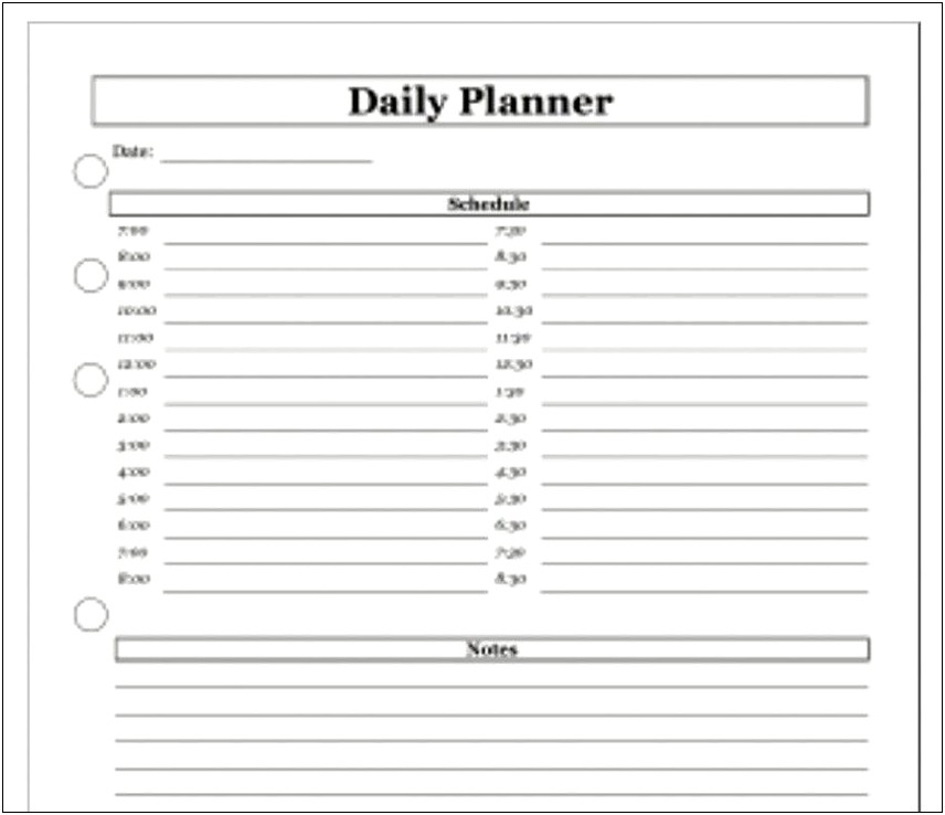 Daily Itinerary Planner Microsoft Word Template
