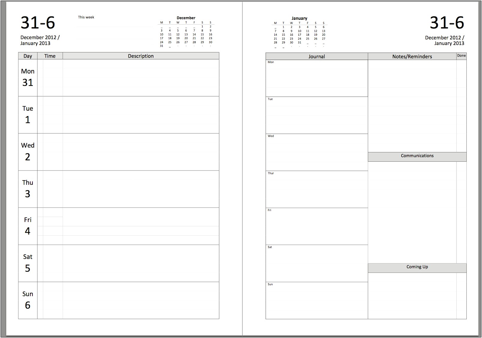 Daily Journal With Date Template Word