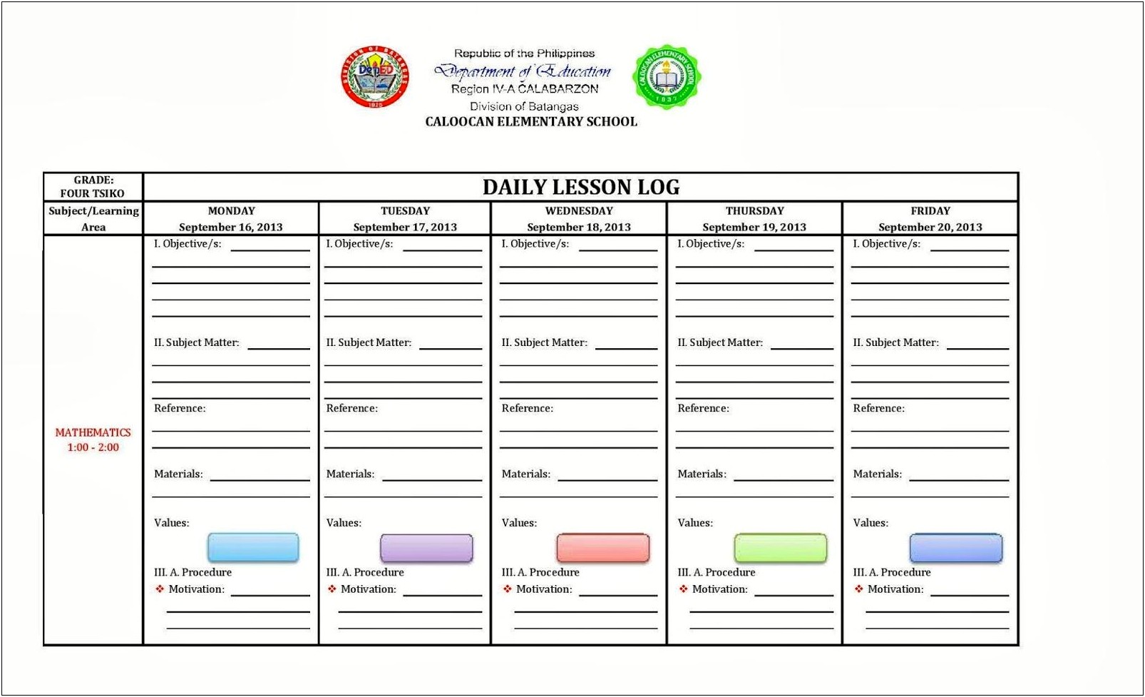 Daily Lesson Log Template Word Document