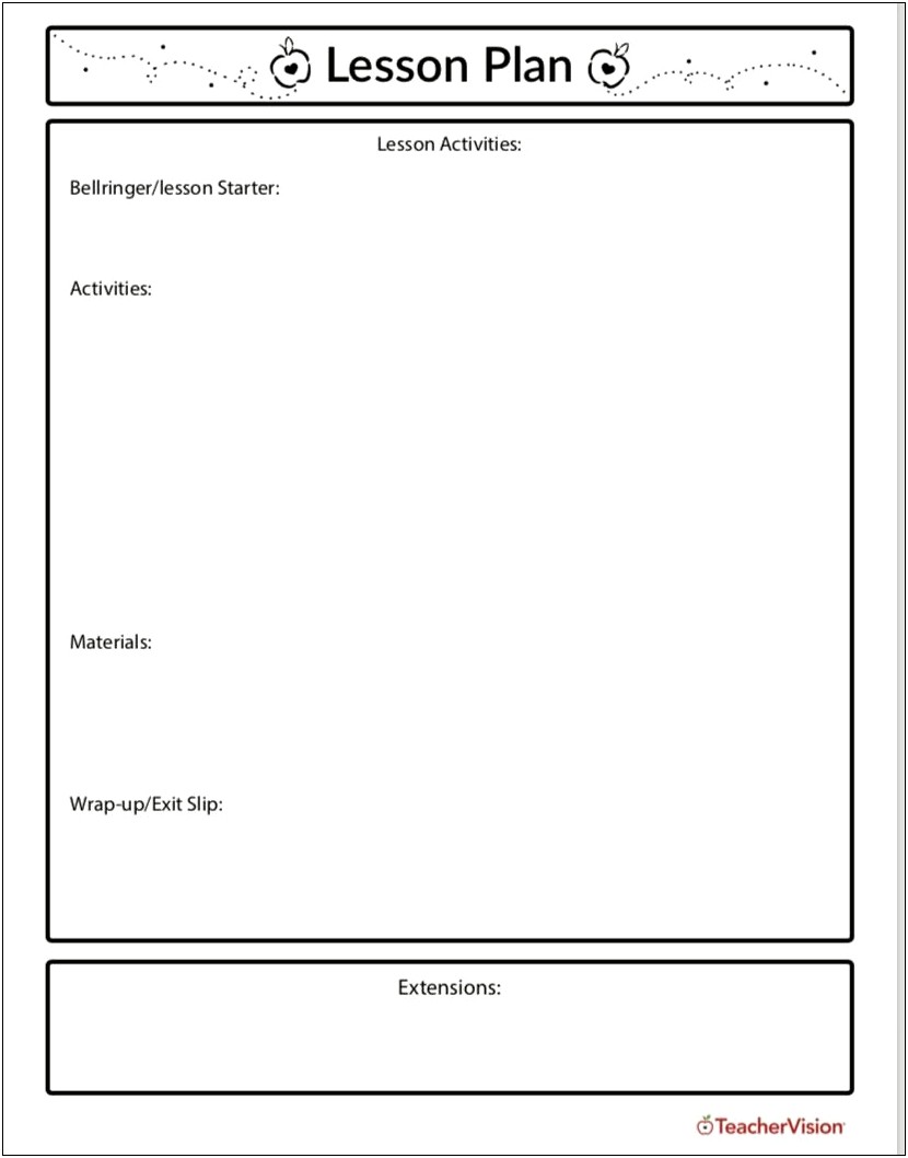 Daily Lesson Plan Template Word Document