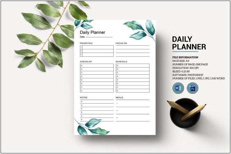 Daily Planner Template Word Vertically Usa