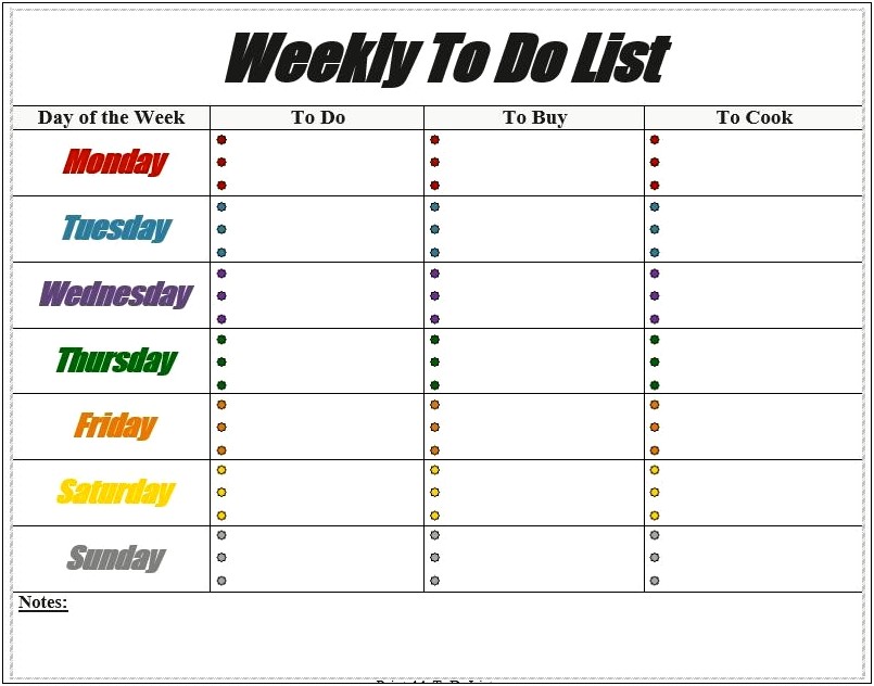 Daily To Do List Template For Word Excel