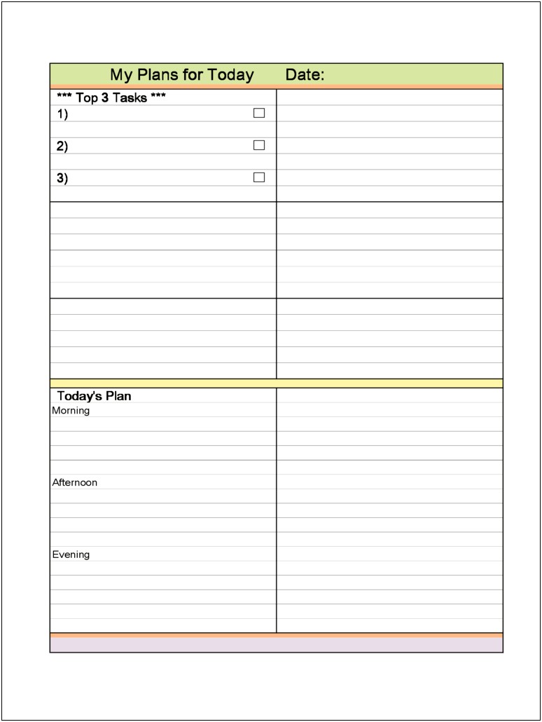 Day To Day Planner Template Word