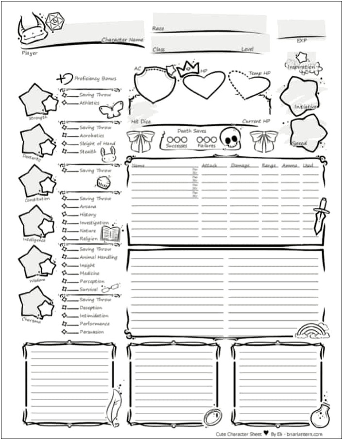 D&d 5e Character Sheet Microsoft Word Template