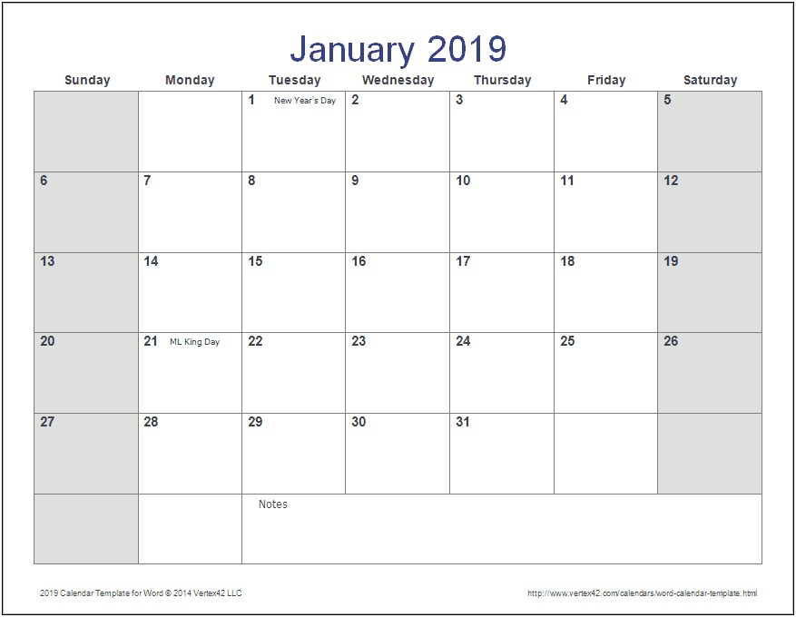 December 2018 Calendar Template Microsoft Word