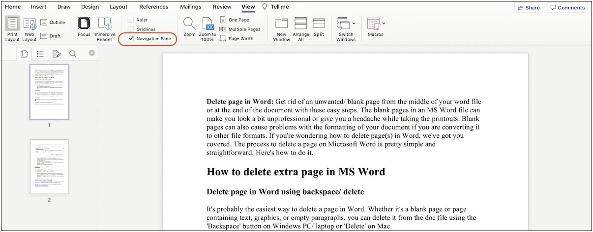 Delete An Extra Page In Word 2013 Template