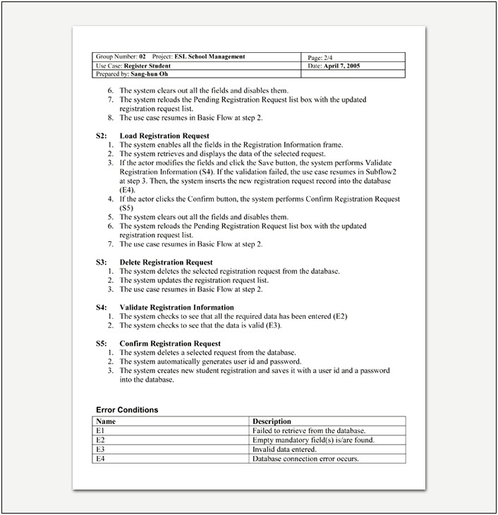 Detailed Use Case Word Document Template