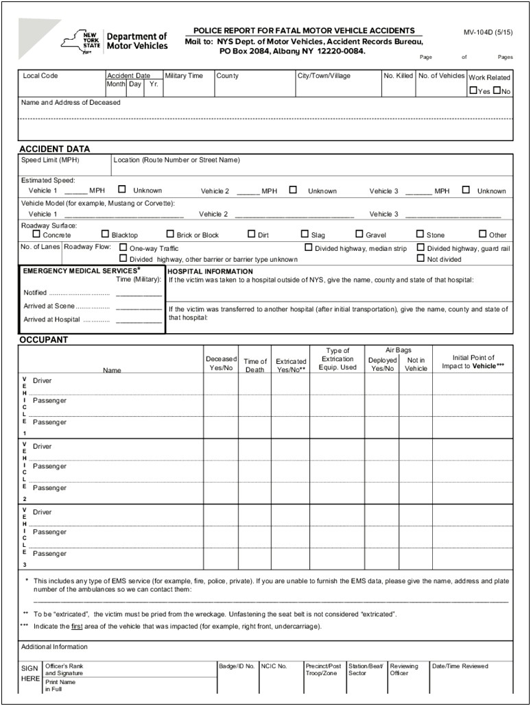 Details Of Auto Police Report Template Word