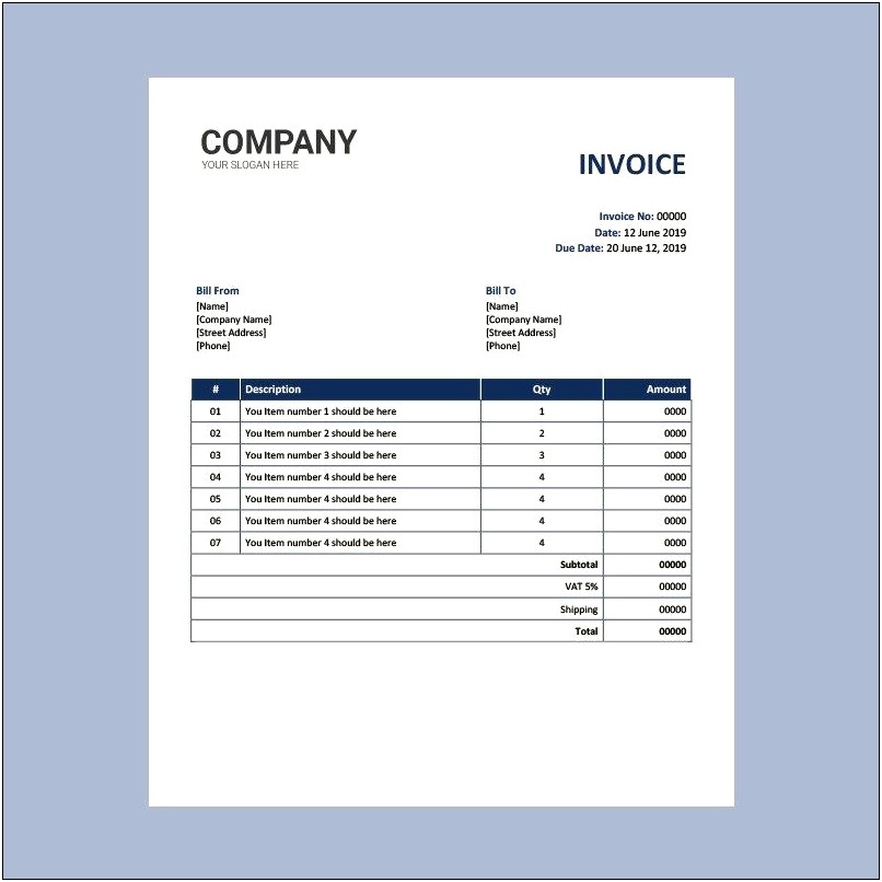 Does Word Have A Invoice Template