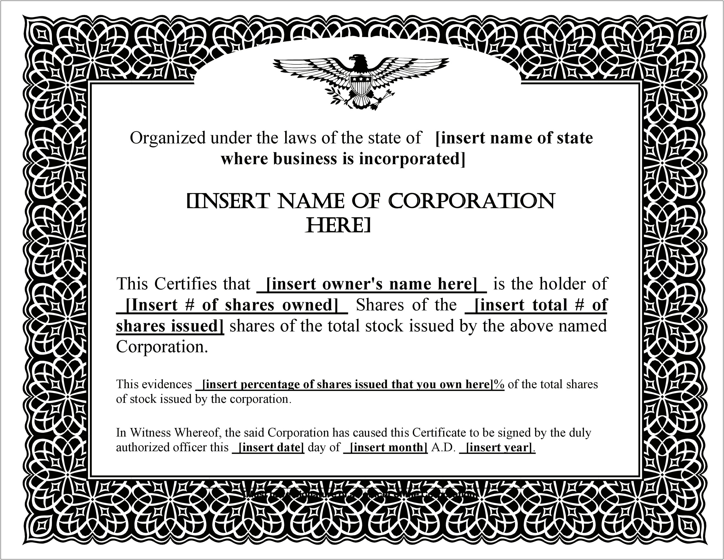Does Word Have Corporate Stock Certificate Template