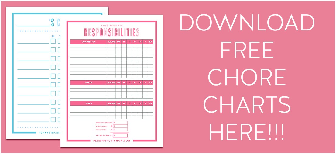 Down Load Chore Checklist Word Template