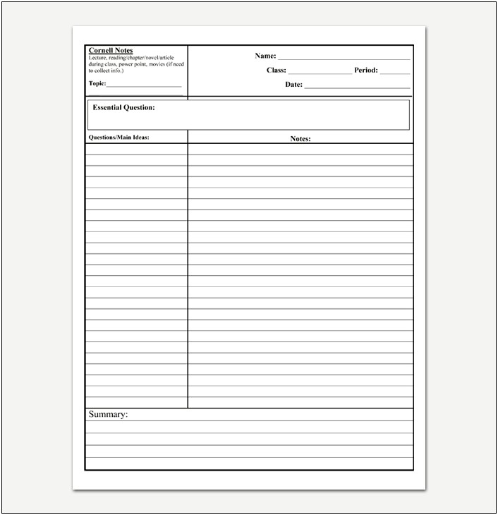 Download Cornell Notes Template For Mac