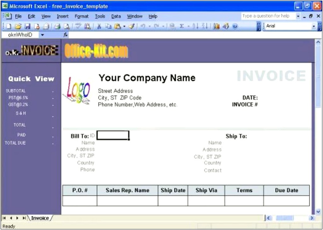 Download Invoice Template Excel With Logo