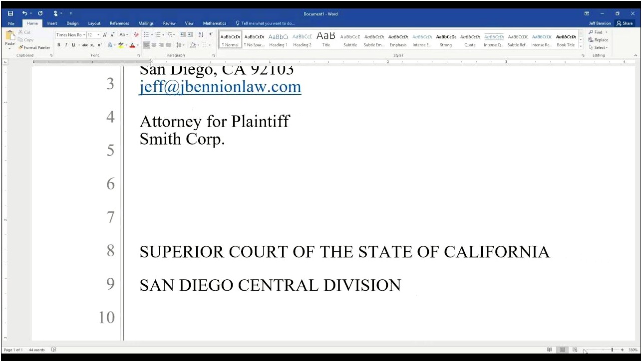 Download Legal Pleading Template Microsoft Word