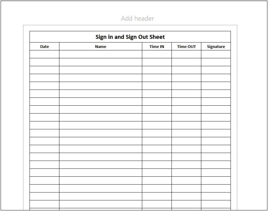 Download Sign In Sheet Template Two Column