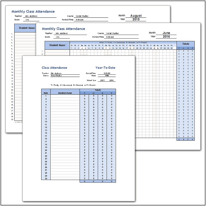 Download Student Monthly Attendance Report Template Arabic