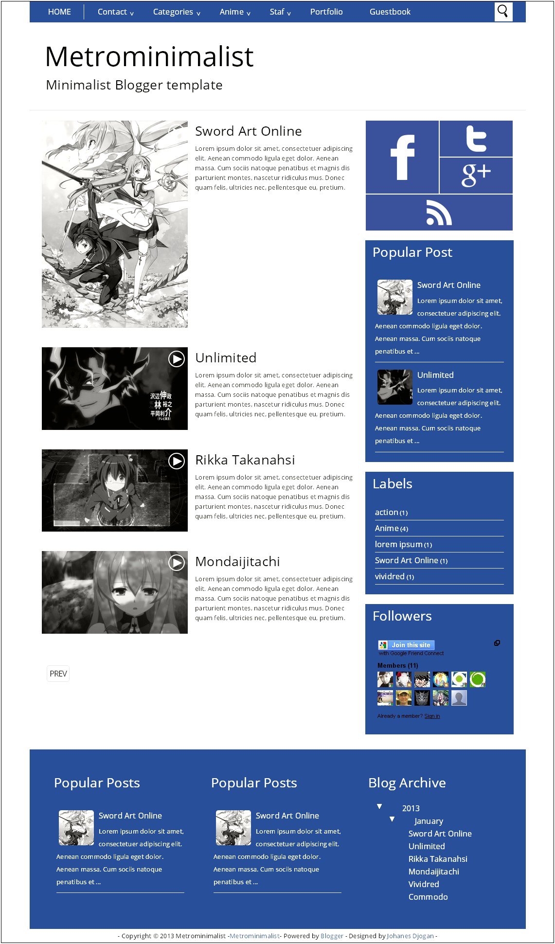 Download Template Blog Anime Sword Art Online