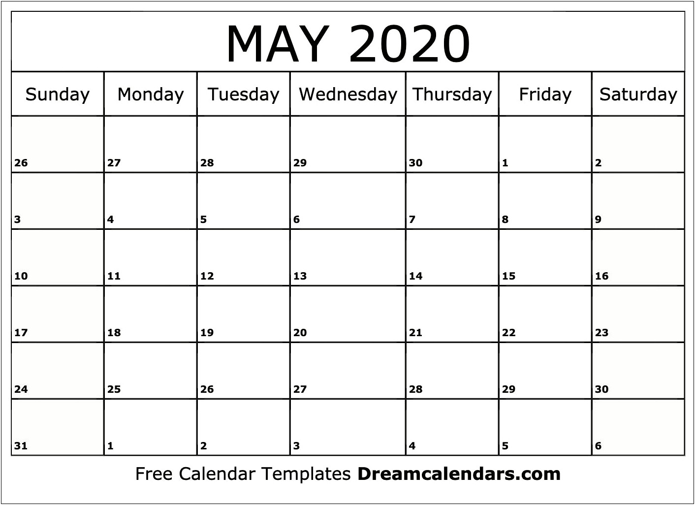 Download Templates Of 2020 Calendar Pdf