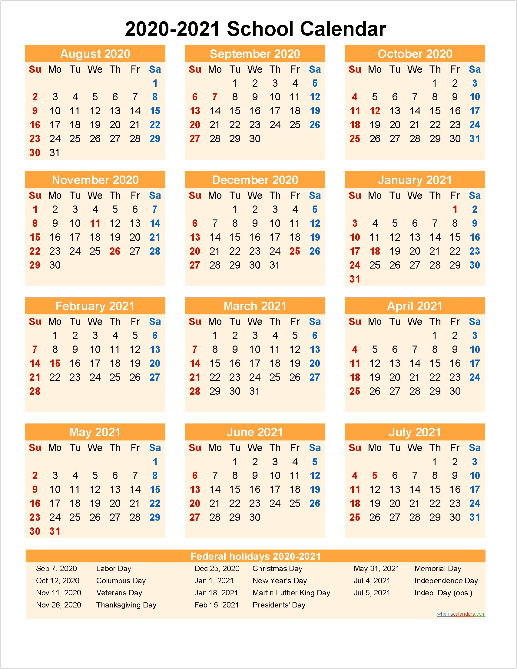 Downloadable 2020 Calendar Template Portrait Word