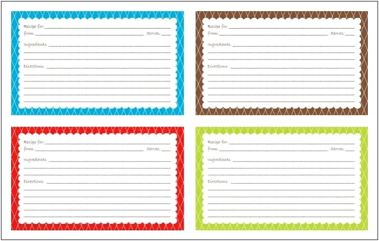 Downloadable Recipe Card Template For Word