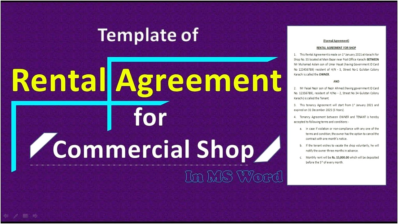 Draft Word Template Rental Agreement Parents Child