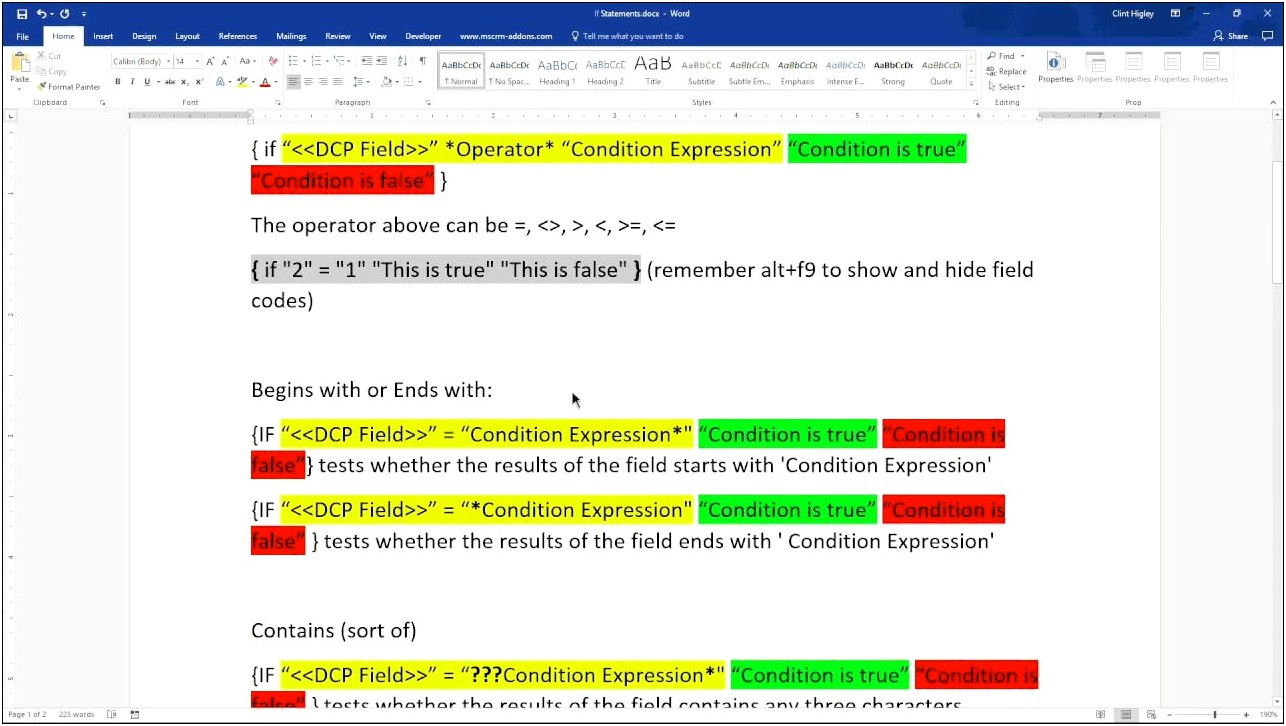 Dynamics 365 Word Template Format Text
