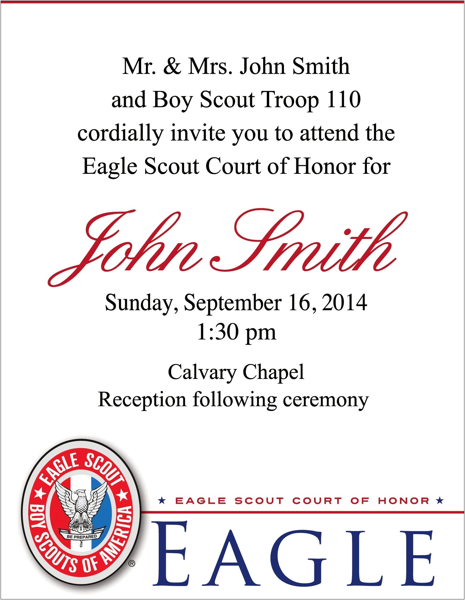 Eagle Scout Thank You Word Template