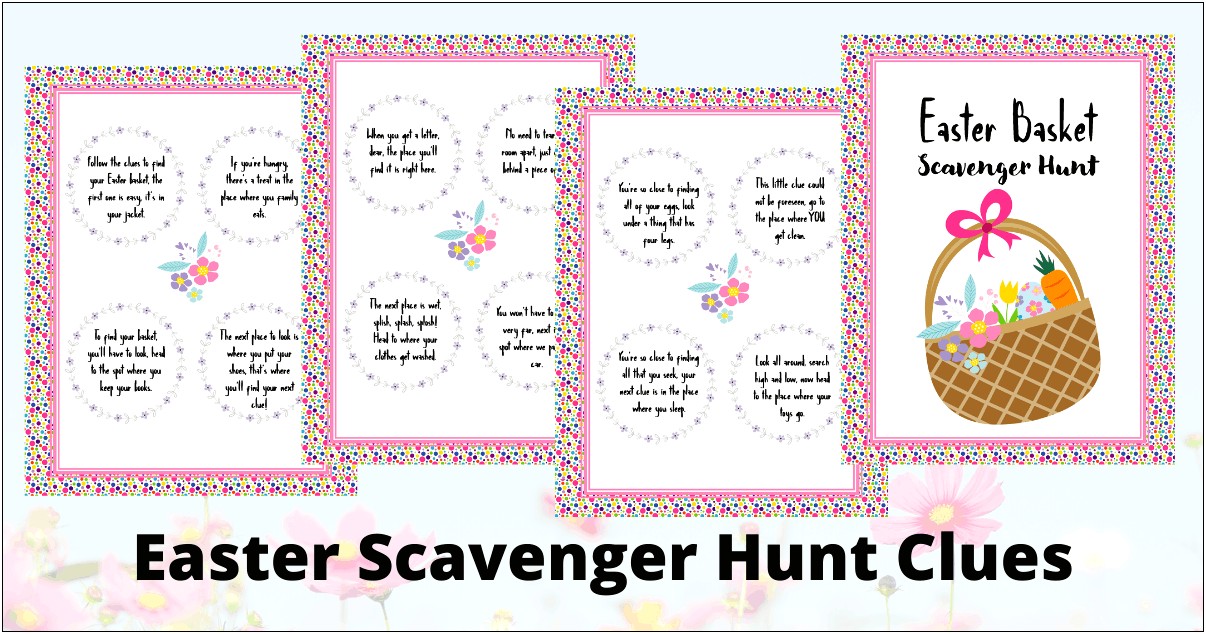 Easter Egg Hunt Clues Template Word
