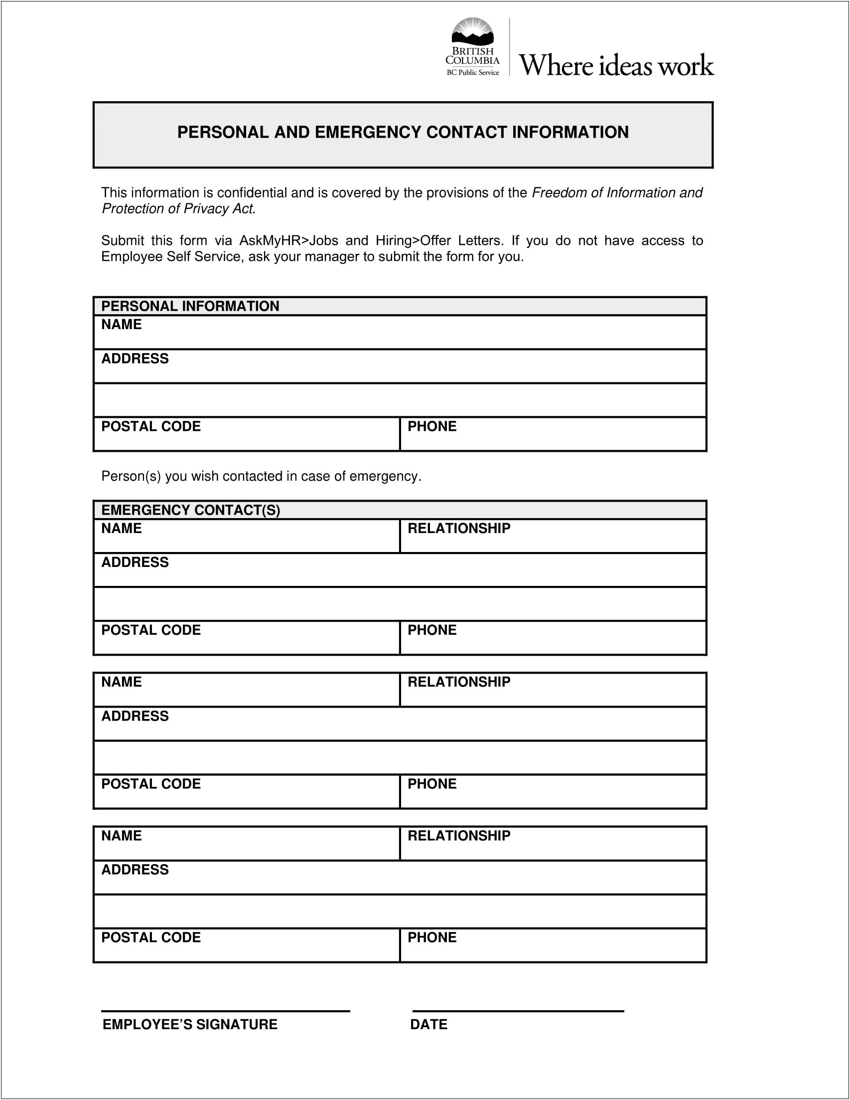 Employee Emergency Contact Form Template Word